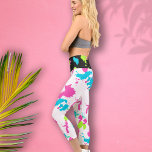 Abstract Retro 80s Neon Paint Splatter Colourful Capri Leggings<br><div class="desc">Show off your love for the 80s with this fun,  colourful retro paint splatter design created from my hand painted abstract art in bright hues of neon green,  pink,  and blue on black and white backgrounds.</div>