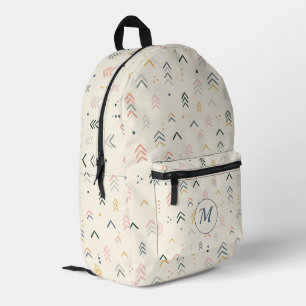 Abstract Retro Arrow Pattern Monogram Printed Backpack