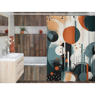 Abstract Retro Art, customisable Shower Curtain