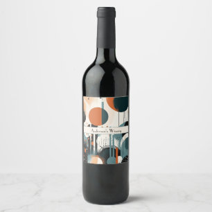 Abstract Retro Art, customisable Wine Label