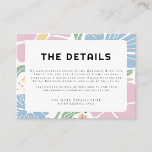 Abstract Retro Boho Chic Colourful Floral Wedding Enclosure Card
