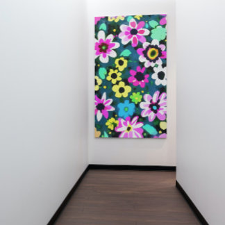 Abstract Retro Boho Spring Flowers Viva Magenta Canvas Print