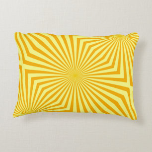 Abstract Retro Bright Yellow Sunbeam Pattern Decorative Cushion
