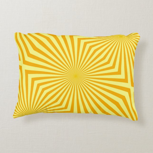 Abstract Retro Bright Yellow Sunbeam Pattern Decorative Cushion (Back)