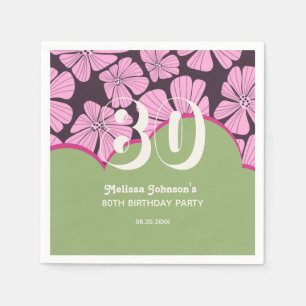 Abstract Retro Chamomile Floral Green Birthday Napkin