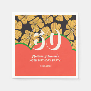 Abstract Retro Chamomile Floral Yellow Birthday Napkin