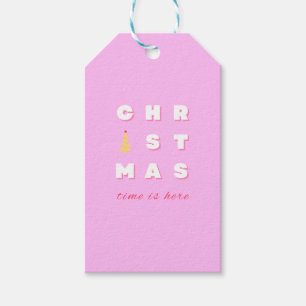 Abstract Retro Christmas Pink Holiday Decor Preppy Gift Tags