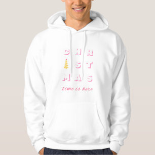 Abstract Retro Christmas Pink Holiday Decor Preppy Hoodie