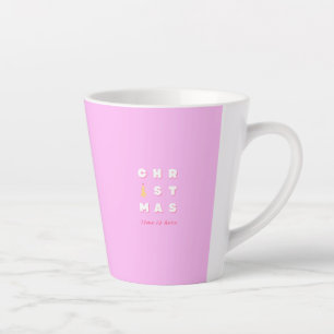 Abstract Retro Christmas Pink Holiday Decor Preppy Latte Mug