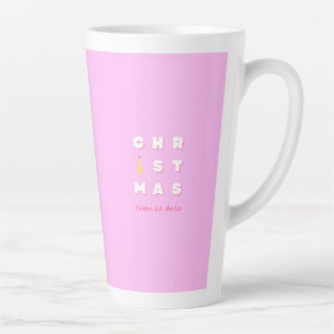 Abstract Retro Christmas Pink Holiday Decor Preppy Latte Mug