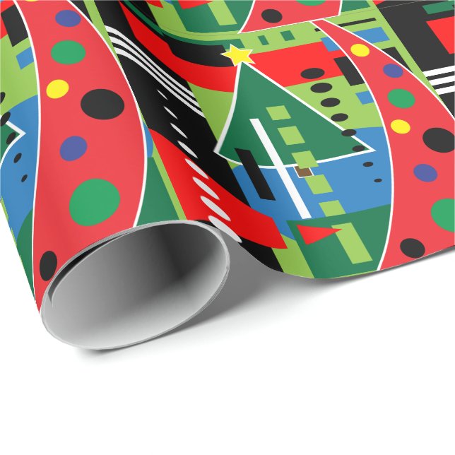 Abstract Retro Christmas Wrapping Paper (Roll Corner)