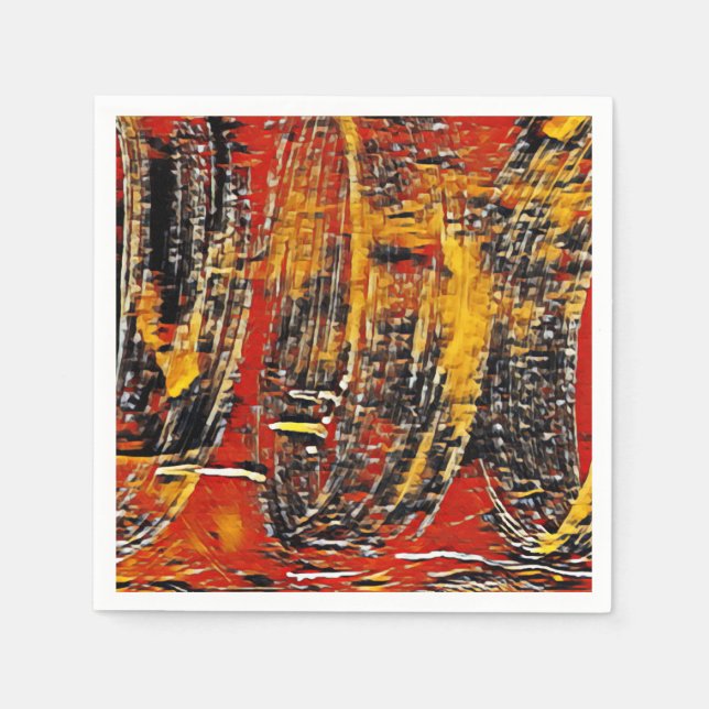 Abstract Retro Circle Wheel Red Black Napkin (Front)