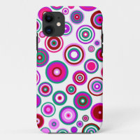 Abstract Retro Circles Pattern | Blue Red Pink