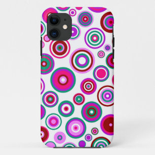 Abstract Retro Circles Pattern   Blue Red Pink iPhone 11 Case
