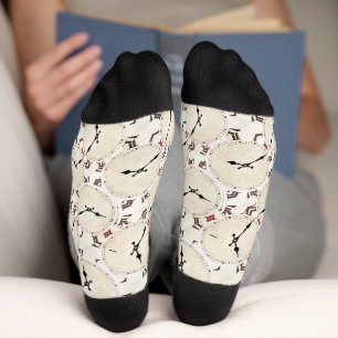 Abstract retro clock pattern socks