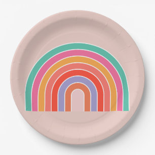 Abstract Retro Colorful Rainbow Paper Plate