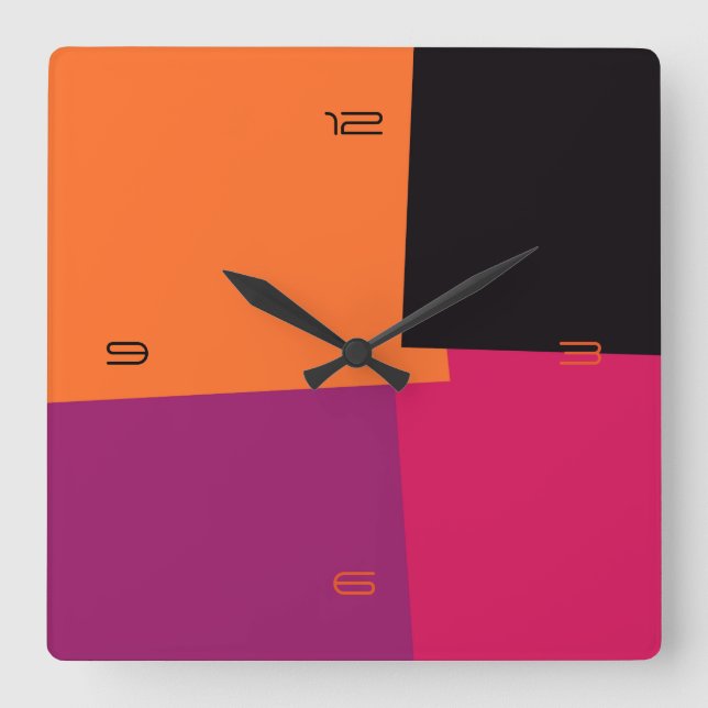 Abstract Retro Colour Geometric Pattern #9 Square Wall Clock (Front)
