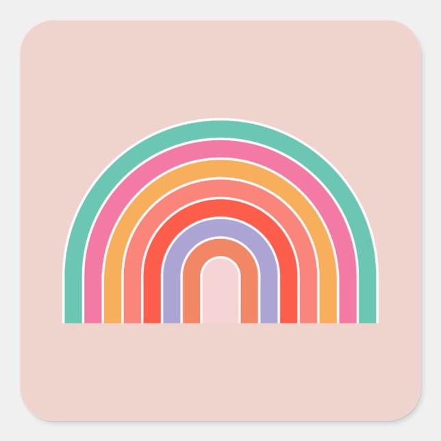 Abstract Retro Colourful Rainbow Square Sticker (Front)