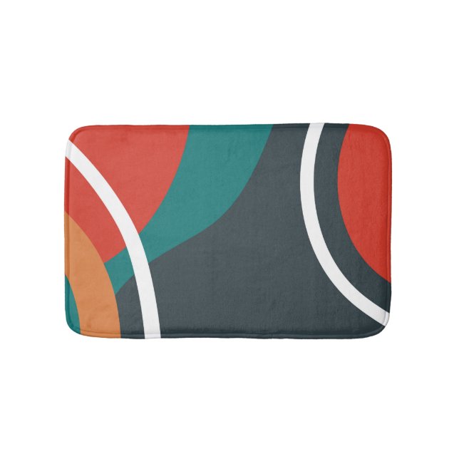 Abstract retro colours line art bath mat (Front)