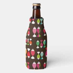 Abstract retro fish underwater pattern 2 bottle cooler