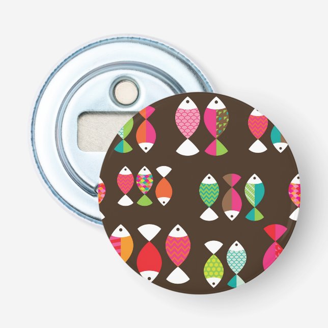 Abstract retro fish underwater pattern 2 bottle opener (Front)