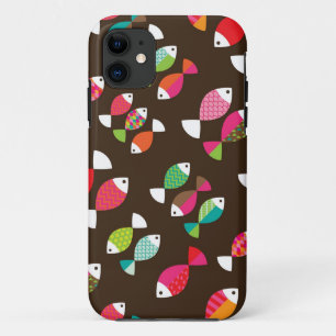 Abstract retro fish underwater pattern 2 iPhone 11 case