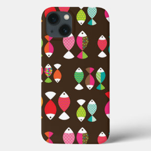 Abstract retro fish underwater pattern 2 iPhone 13 case