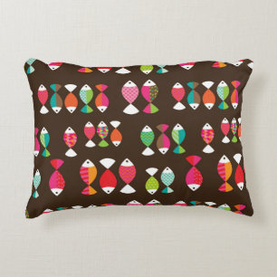 Abstract retro fish underwater pattern 2 decorative cushion