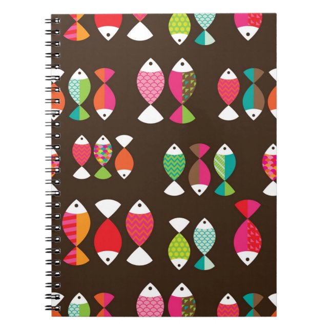 Abstract retro fish underwater pattern 2 notebook (Front)