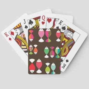 Abstract retro fish underwater pattern 2 playing cards