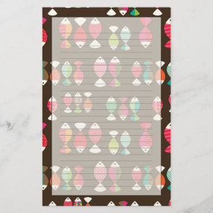 Abstract retro fish underwater pattern 2 stationery
