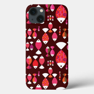Abstract retro fish underwater pattern iPhone 13 case