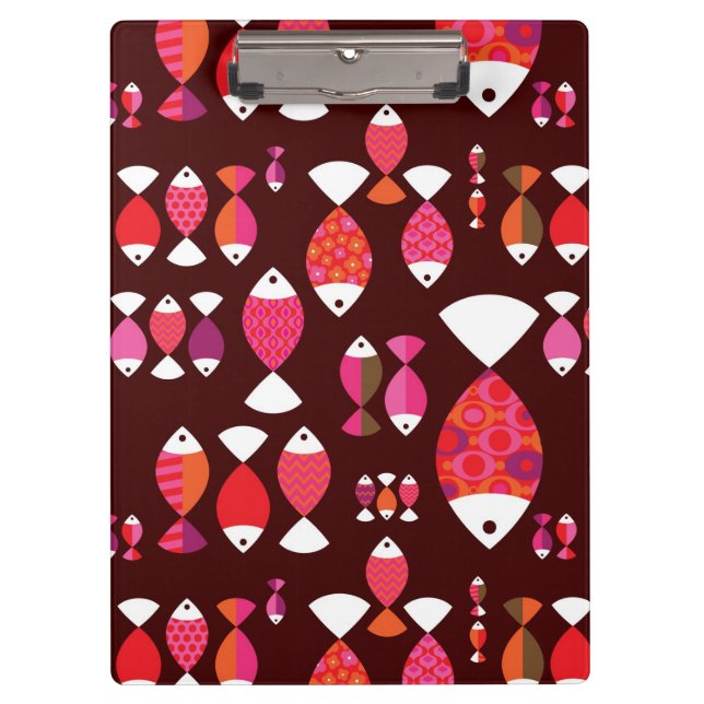 Abstract retro fish underwater pattern clipboard (Front)