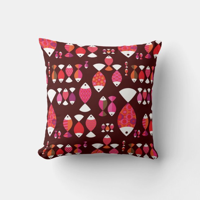 Abstract retro fish underwater pattern cushion (Front)