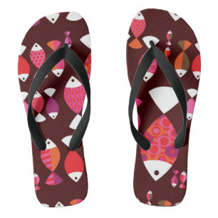 Abstract retro fish underwater pattern flip flops