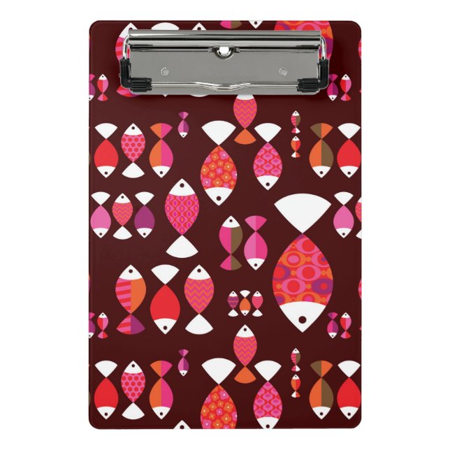 Abstract retro fish underwater pattern mini clipboard (Front)