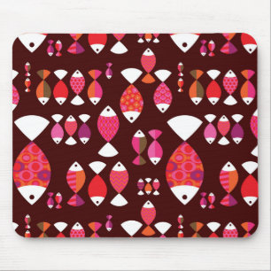 Abstract retro fish underwater pattern mouse mat