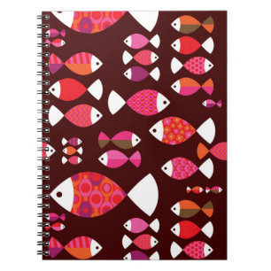 Abstract retro fish underwater pattern notebook
