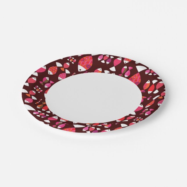Abstract retro fish underwater pattern paper plate (Angled)