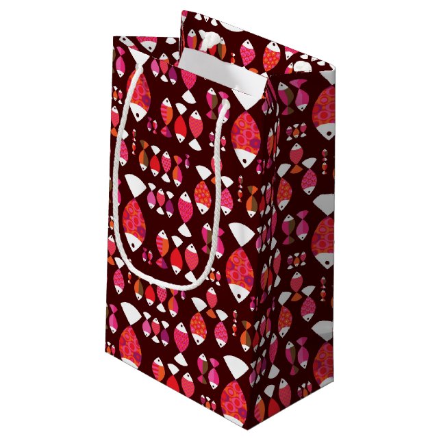 Abstract retro fish underwater pattern small gift bag (Back Angled)