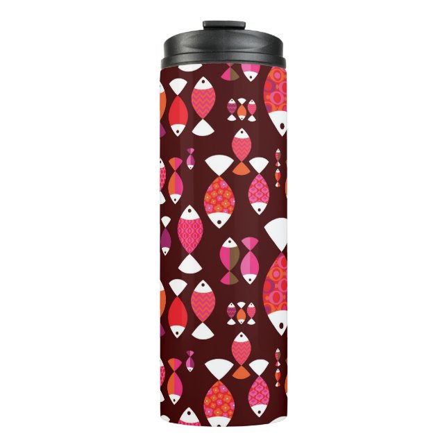 Abstract retro fish underwater pattern thermal tumbler (Front)