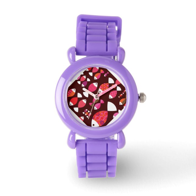 Abstract retro fish underwater pattern watch (Front)