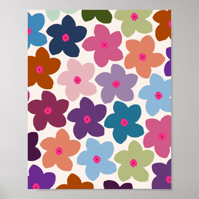 Abstract Retro Flower Colourful Poster (Front)