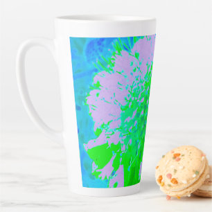 Abstract Retro Flower in Lavender and Lime Green Latte Mug