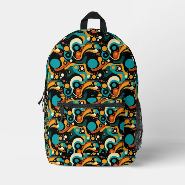 Abstract Retro Funk Printed Backpack (Front)