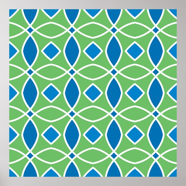 Abstract Retro Geometric seamless pattern with tri Poster (Front)