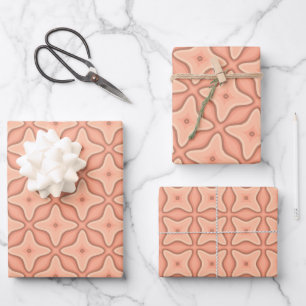 Abstract Retro Geometric Wallpaper in Warm Tones Wrapping Paper Sheet