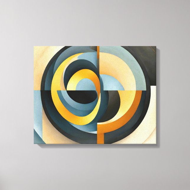 Abstract Retro Geometry in Circles and Rectangles Canvas Print (Front)