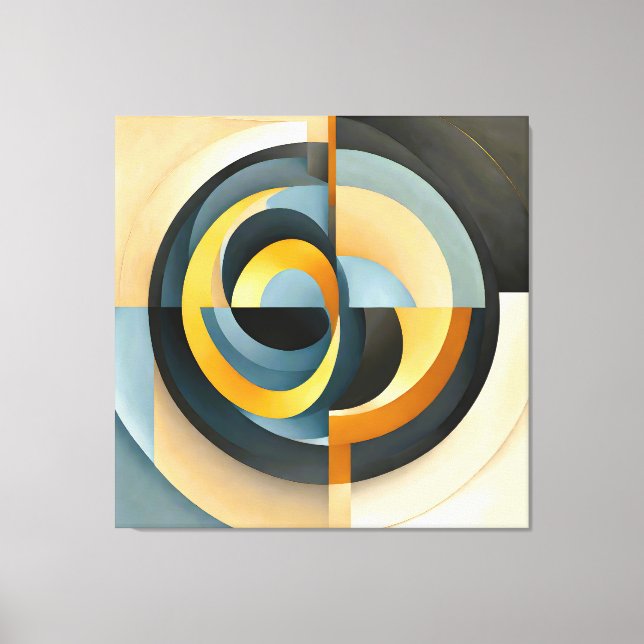 Abstract Retro Geometry in Circles and Rectangles Canvas Print (Front)