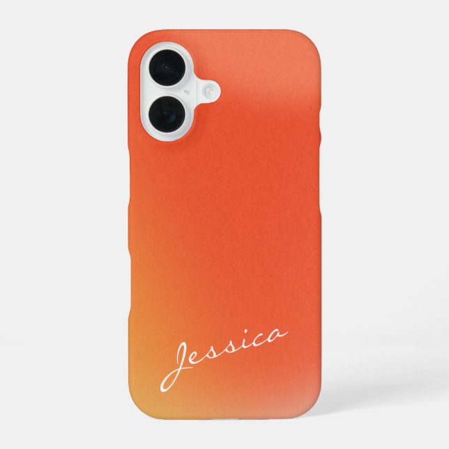 Abstract Retro Gradient Orange Personalised Name  iPhone 16 Case (Back)